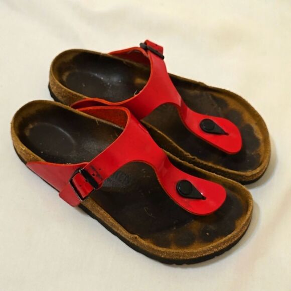 Birkenstock Gizeh Red Patent Leather Size 37 - Picture 1 of 9